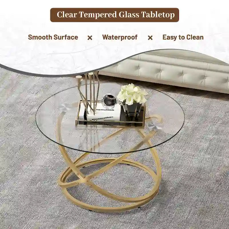 Table basse Accent avec dessus en verre et en pierre et base en métal