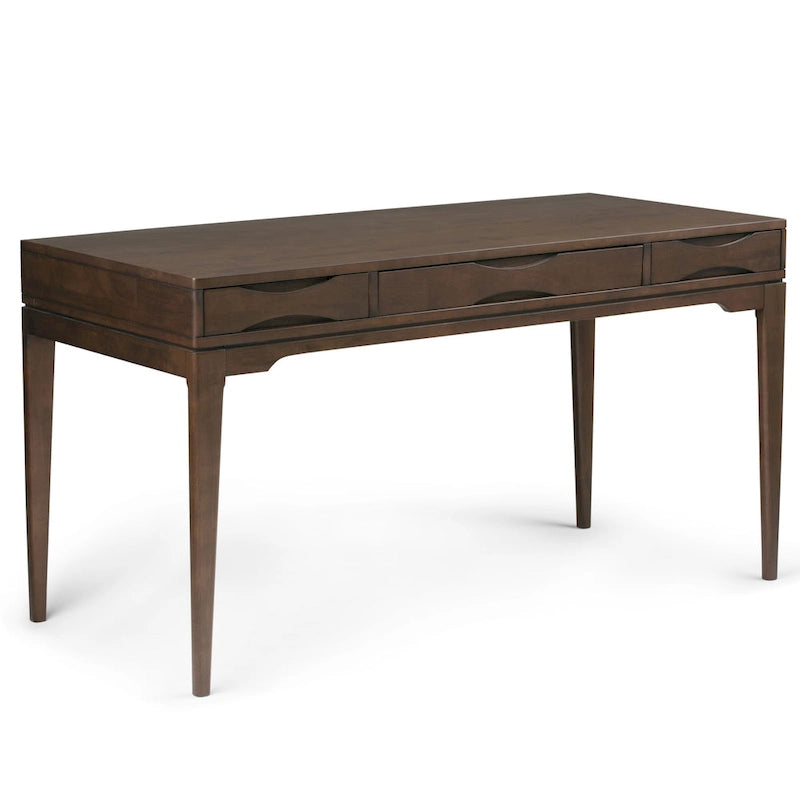 Bureau d'écriture de bureau moderne du milieu du siècle en bois massif, 60 pouces de large
