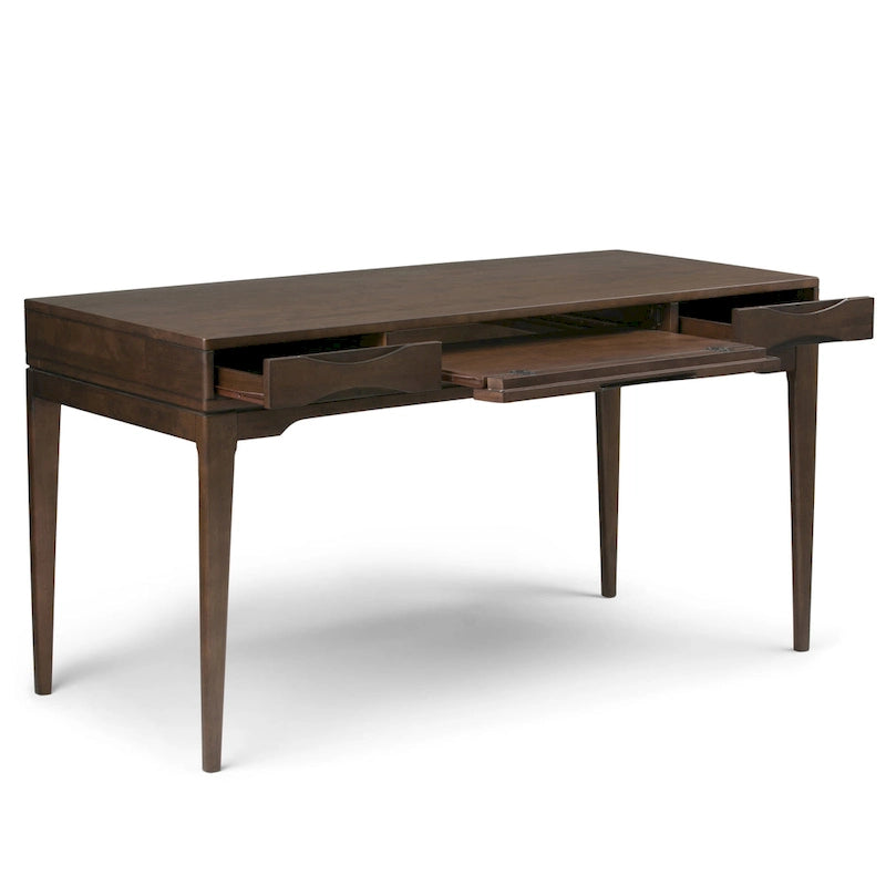 Bureau d'écriture de bureau moderne du milieu du siècle en bois massif, 60 pouces de large