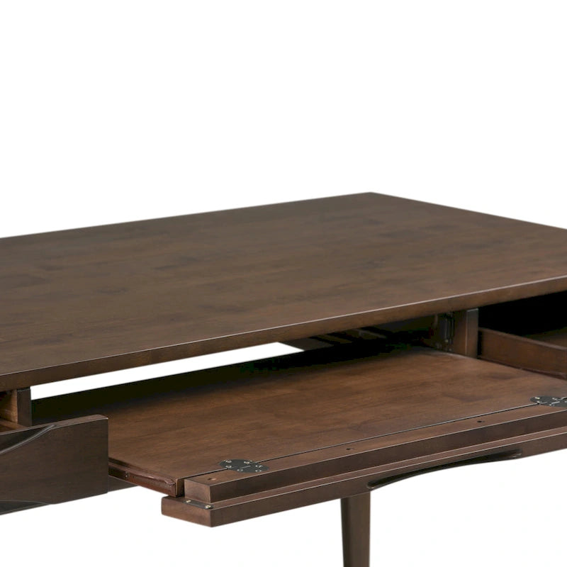 Bureau d'écriture de bureau moderne du milieu du siècle en bois massif, 60 pouces de large
