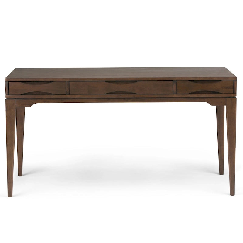Bureau d'écriture de bureau moderne du milieu du siècle en bois massif, 60 pouces de large