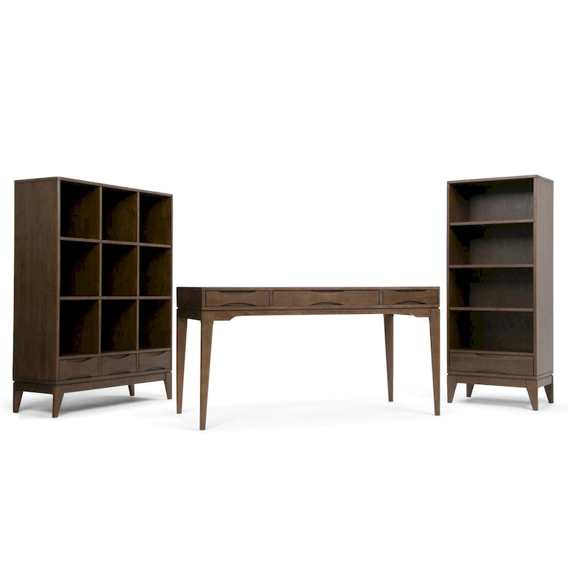Bureau d'écriture de bureau moderne du milieu du siècle en bois massif, 60 pouces de large