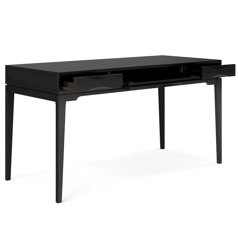 Bureau d'écriture de bureau moderne du milieu du siècle en bois massif, 60 pouces de large