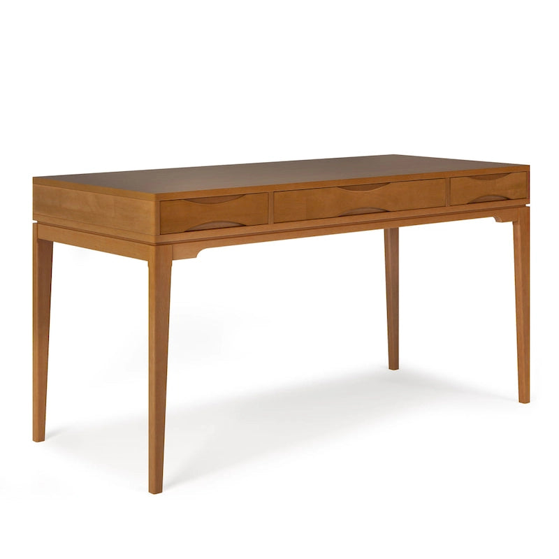 Bureau d'écriture de bureau moderne du milieu du siècle en bois massif, 60 pouces de large