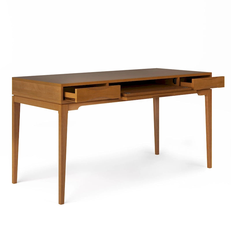 Bureau d'écriture de bureau moderne du milieu du siècle en bois massif, 60 pouces de large