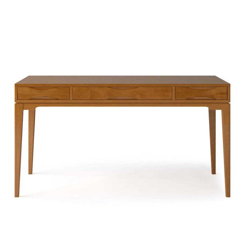 Bureau d'écriture de bureau moderne du milieu du siècle en bois massif, 60 pouces de large