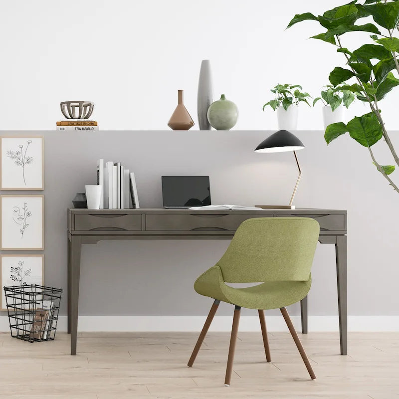 Bureau d'écriture de bureau moderne du milieu du siècle en bois massif, 60 pouces de large