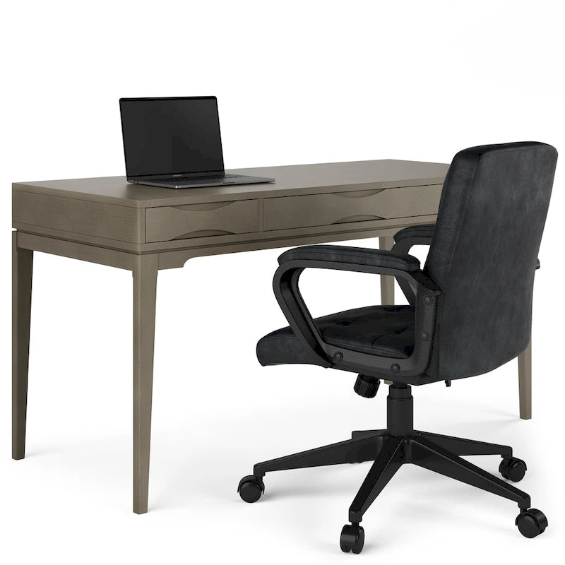 Bureau d'écriture de bureau moderne du milieu du siècle en bois massif, 60 pouces de large