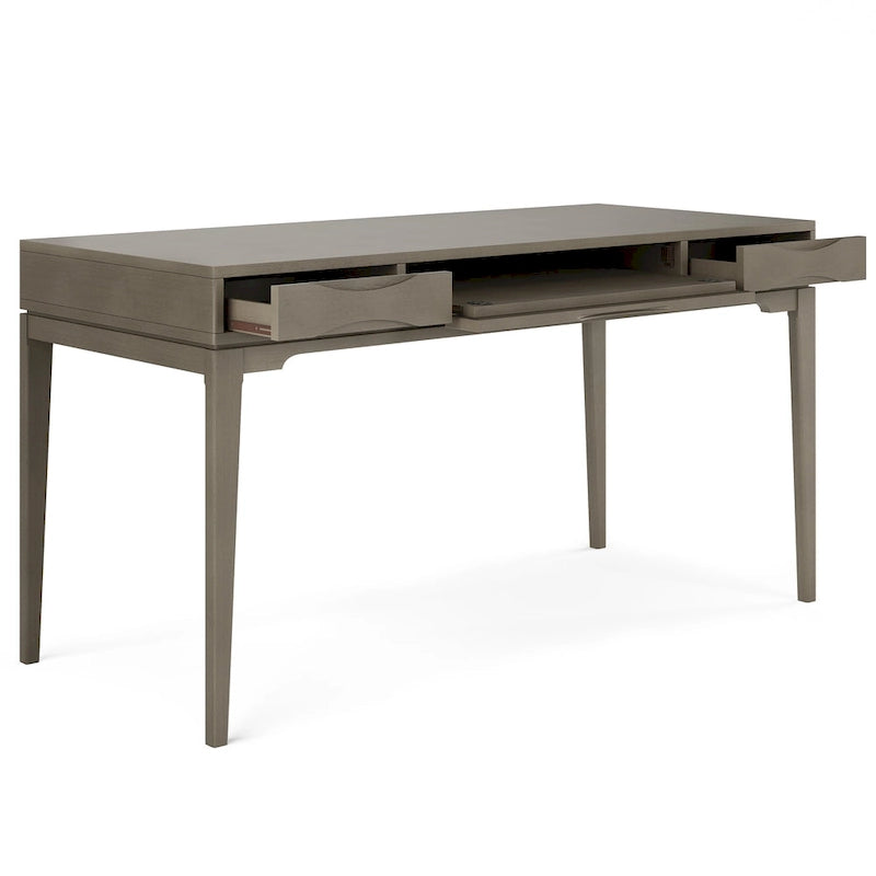 Bureau d'écriture de bureau moderne du milieu du siècle en bois massif, 60 pouces de large