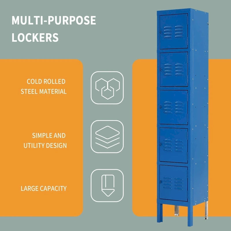 Armoire de Rangement 5 Portes en Métal pour École Bureau Salle de Sport