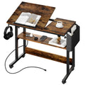 Bureau d'ordinateur portable réglable en hauteur avec roulettes et station de charge