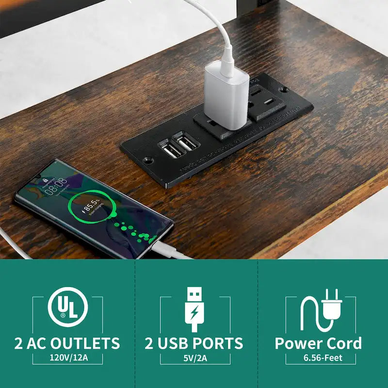 Bureau d'ordinateur portable réglable en hauteur avec roulettes et station de charge