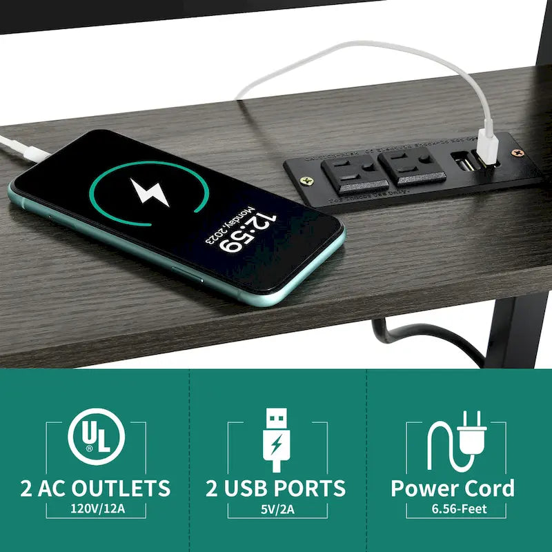 Bureau d'ordinateur portable réglable en hauteur avec roulettes et station de charge