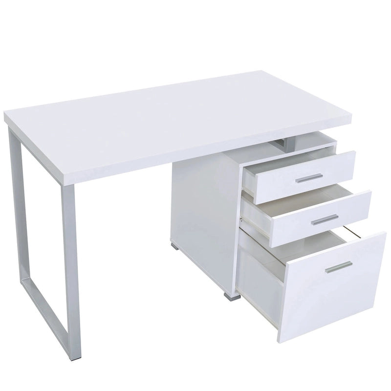 Bureau d'ordinateur d'écriture de bureau à domicile au design moderne avec tiroirs et classeur