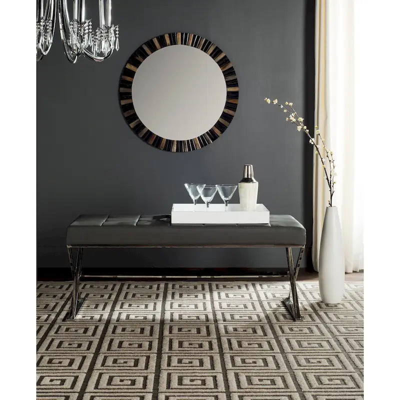 Banc capitonné gris « Modern Glam » – 109x46x46 cm