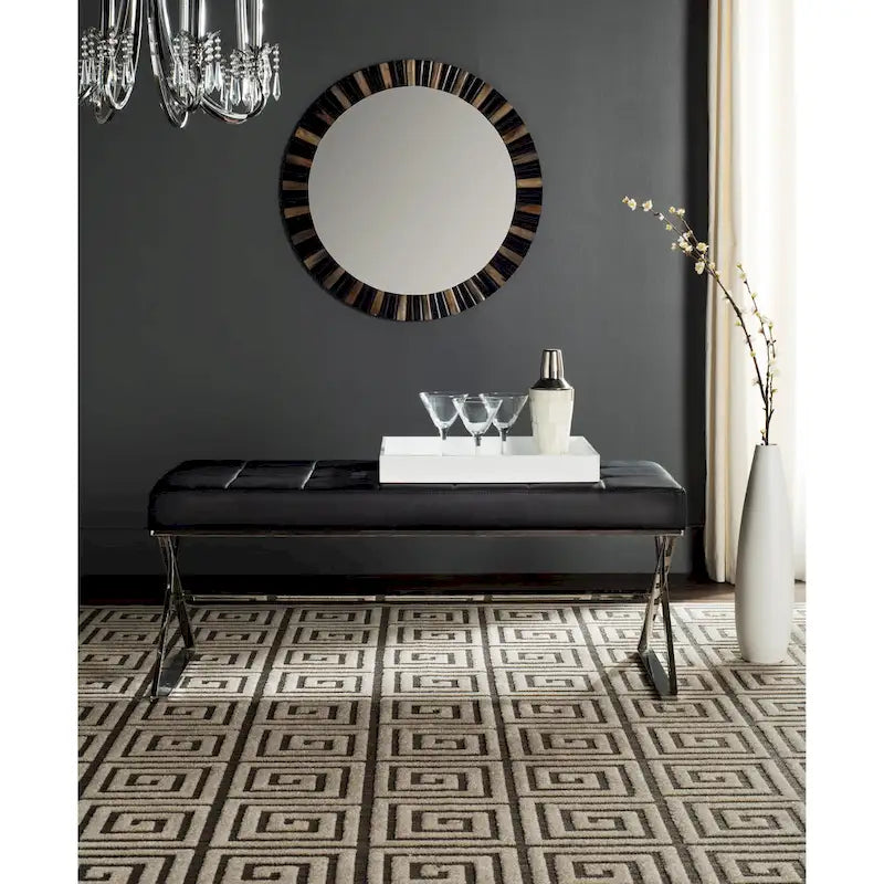 Banc capitonné gris « Modern Glam » – 109x46x46 cm