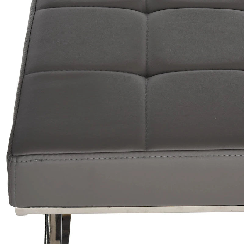 Banc capitonné gris « Modern Glam » – 109x46x46 cm