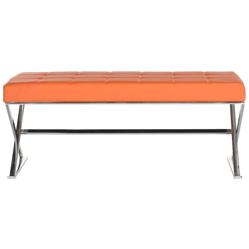 Banc capitonné gris « Modern Glam » – 109x46x46 cm