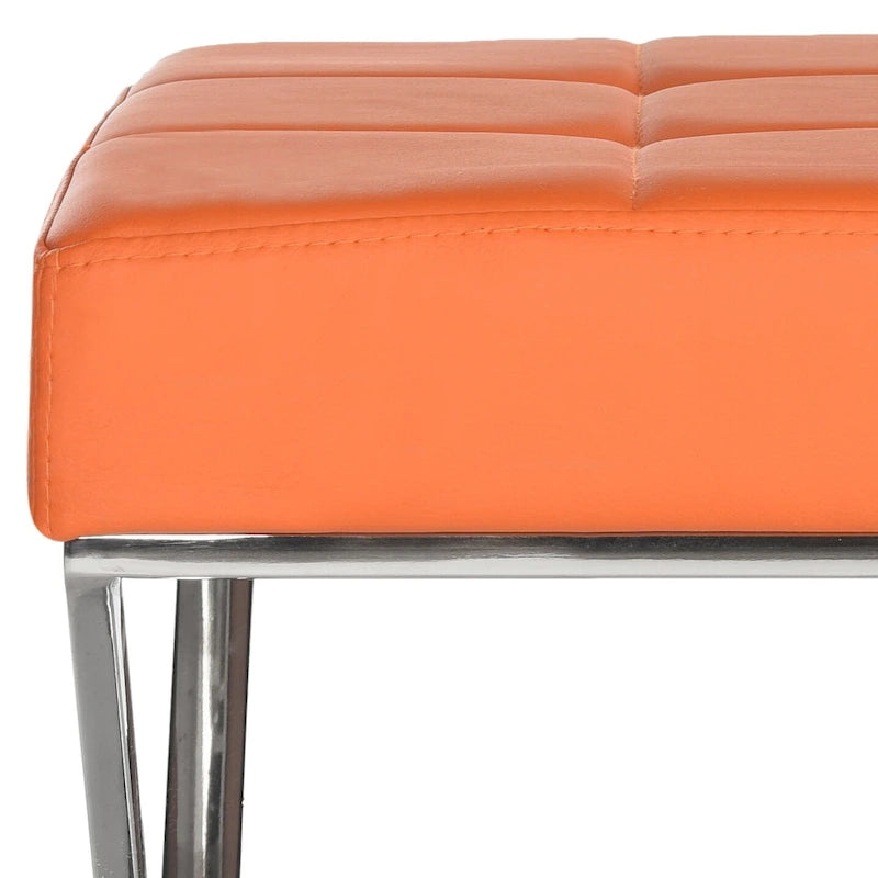 Banc capitonné gris « Modern Glam » – 109x46x46 cm