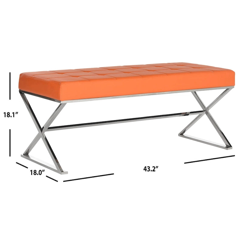 Banc capitonné gris « Modern Glam » – 109x46x46 cm