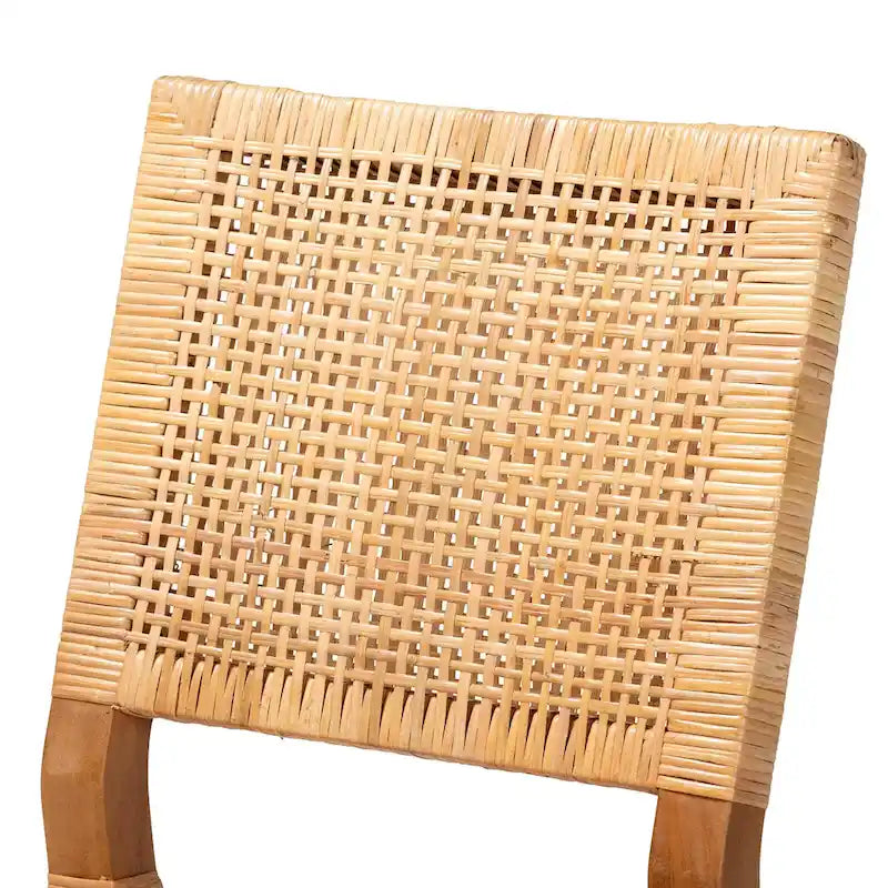 Chaise de salle à manger Bohème en rotin naturel et bois d'acajou