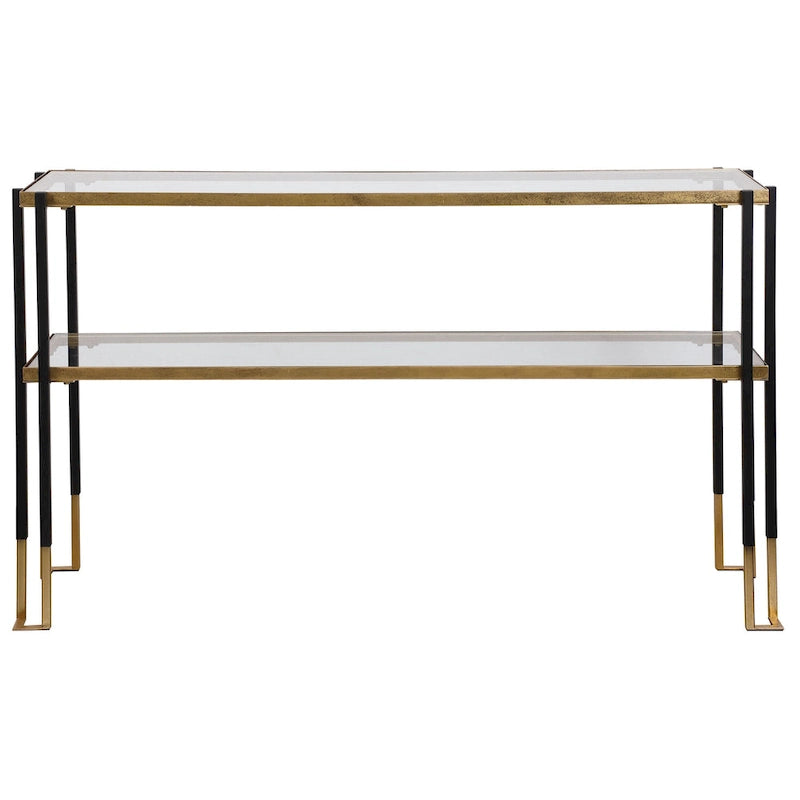 Console moderne avec étagères en verre trempé