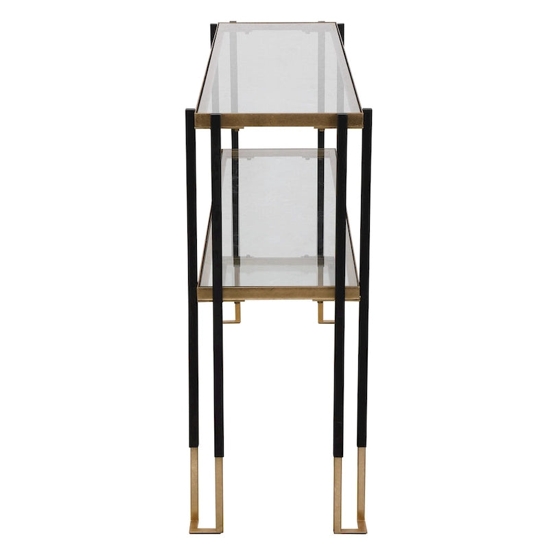 Console moderne avec étagères en verre trempé