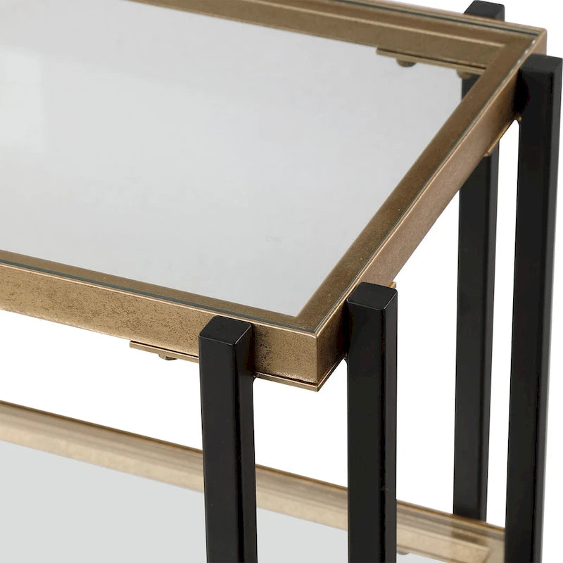 Console moderne avec étagères en verre trempé