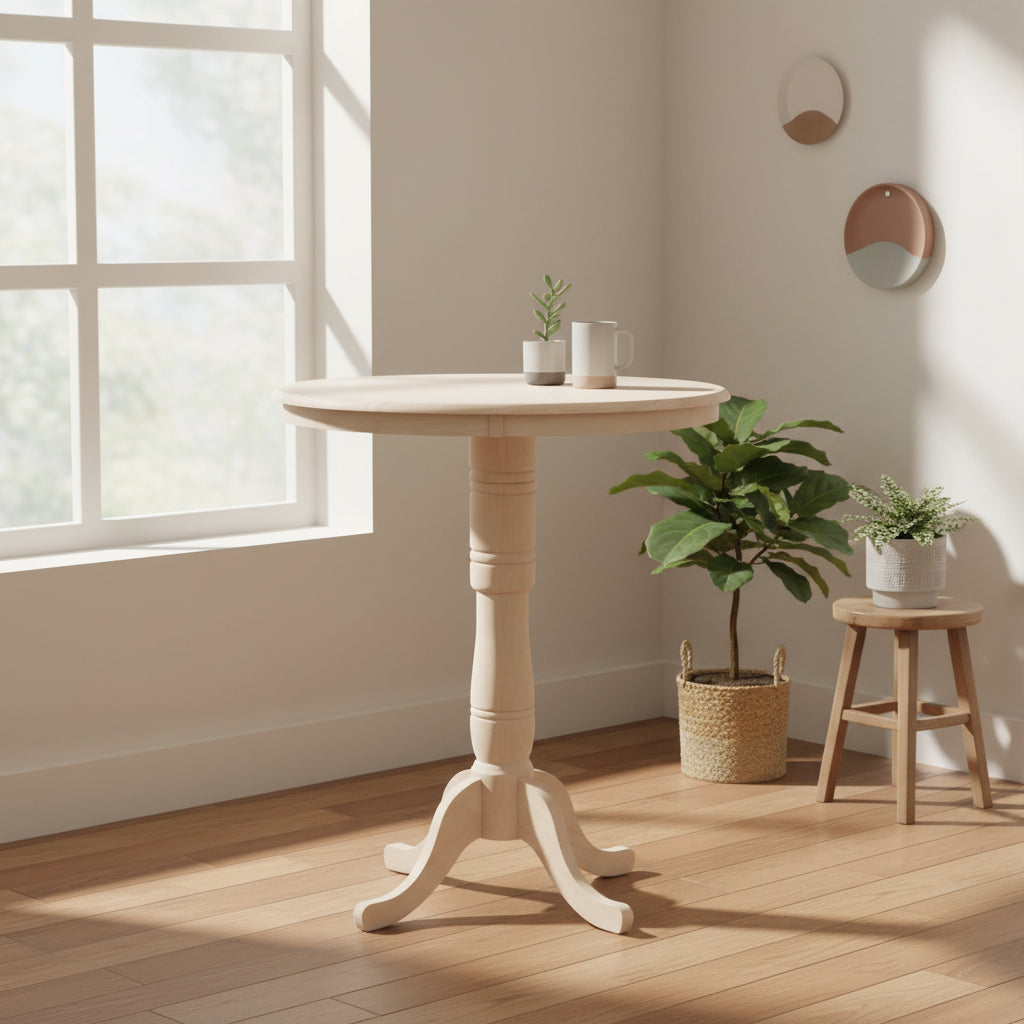 International Concepts Unfinished 36-inch Round Bar-height Pedestal Table