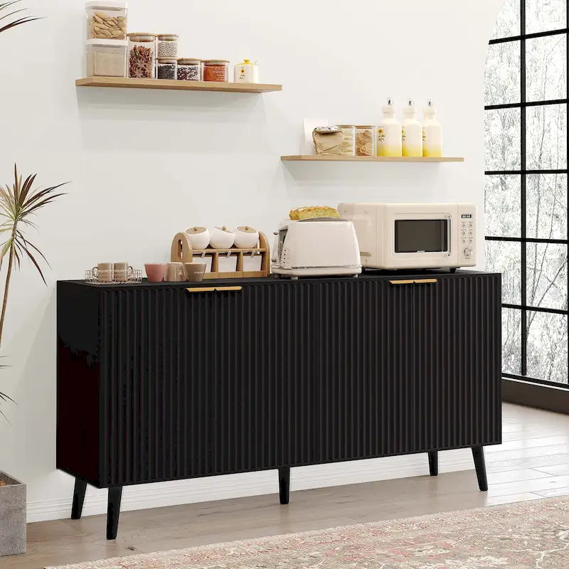 Buffet de cuisine avec portes ondulées