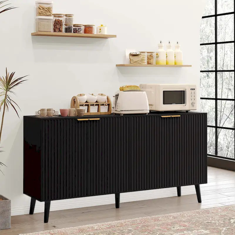 Buffet de cuisine avec portes ondulées