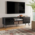 Meuble TV, Meuble TV moderne du milieu du siècle pour téléviseur de 55/60 pouces, Meuble TV de style ferme, Meuble de rangement pour salon