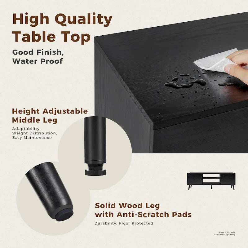 Meuble TV, Meuble TV moderne du milieu du siècle pour téléviseur de 55/60 pouces, Meuble TV de style ferme, Meuble de rangement pour salon