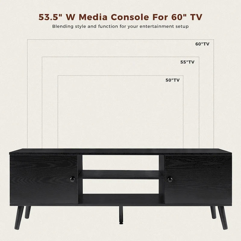 Meuble TV, Meuble TV moderne du milieu du siècle pour téléviseur de 55/60 pouces, Meuble TV de style ferme, Meuble de rangement pour salon