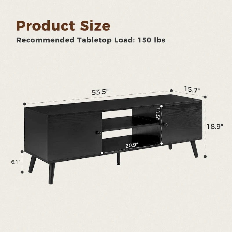 Meuble TV, Meuble TV moderne du milieu du siècle pour téléviseur de 55/60 pouces, Meuble TV de style ferme, Meuble de rangement pour salon
