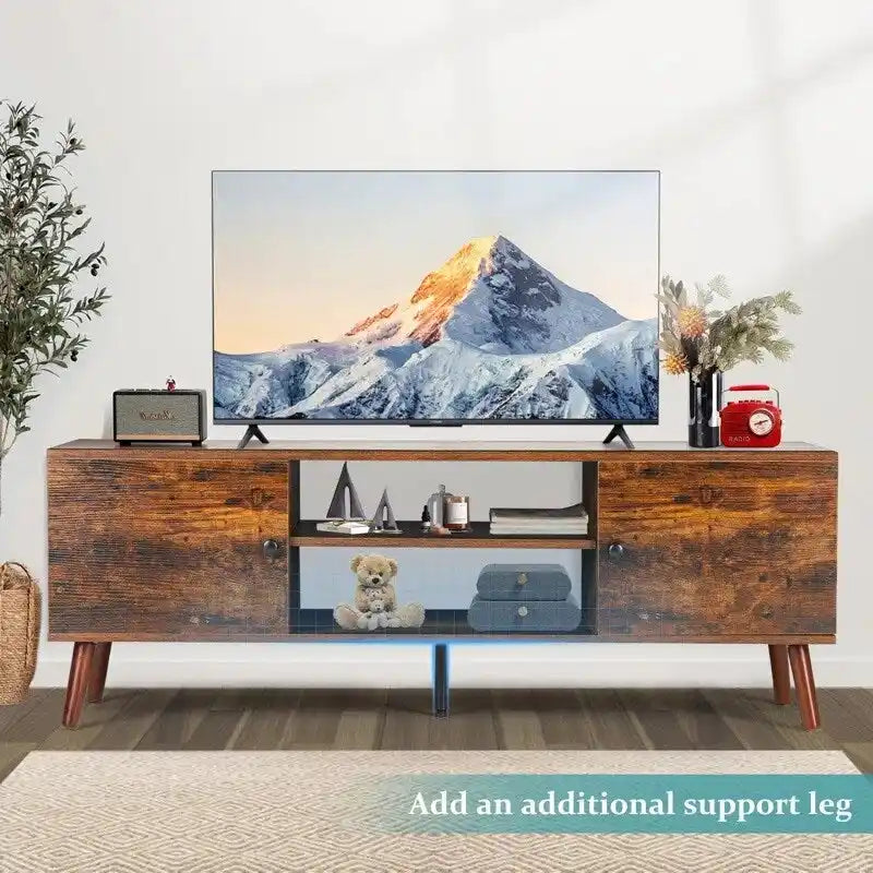 Meuble TV, Meuble TV moderne du milieu du siècle pour téléviseur de 55/60 pouces, Meuble TV de style ferme, Meuble de rangement pour salon