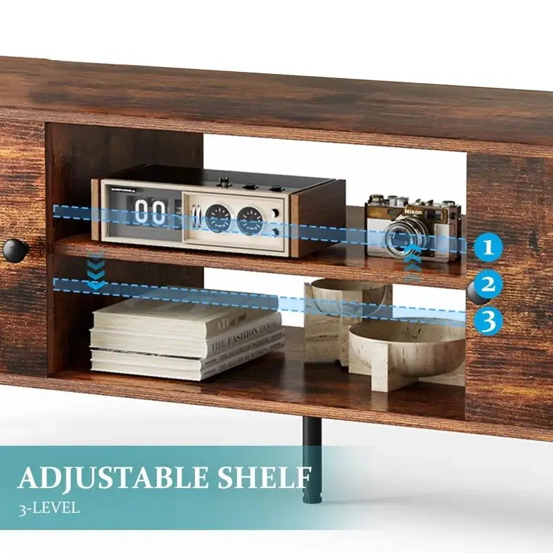 Meuble TV, Meuble TV moderne du milieu du siècle pour téléviseur de 55/60 pouces, Meuble TV de style ferme, Meuble de rangement pour salon