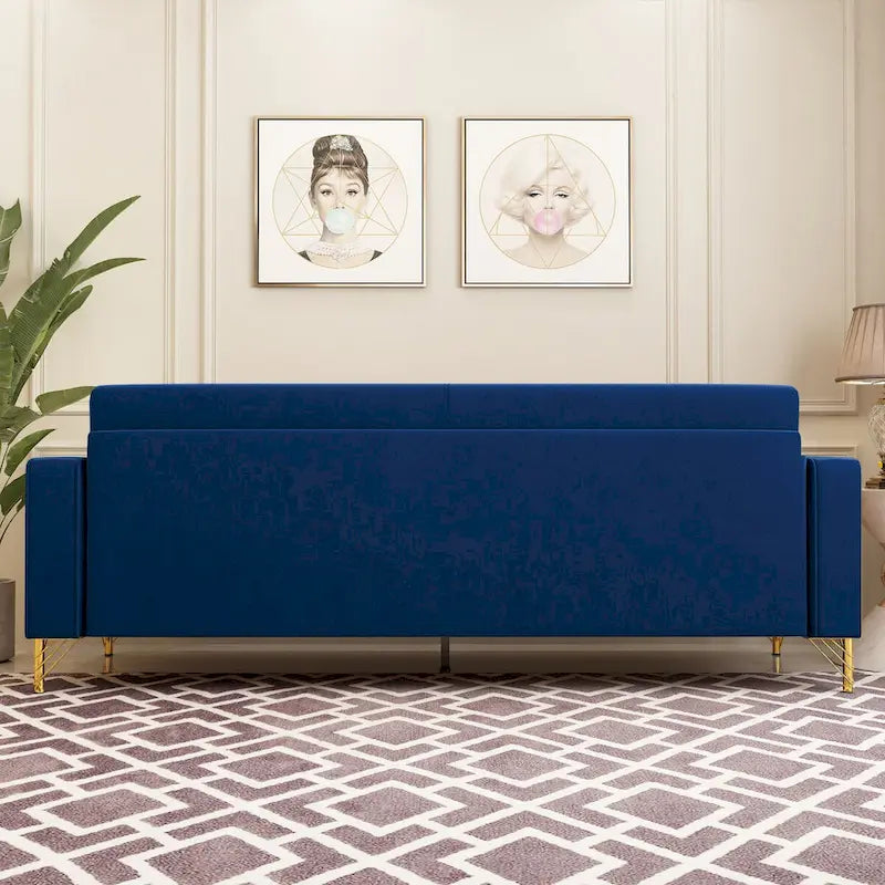 Canapé deux places moderne en velours capitonné avec coussins et oreillers amovibles - 85,63 po P x 30,31 po L x 30,51 po H