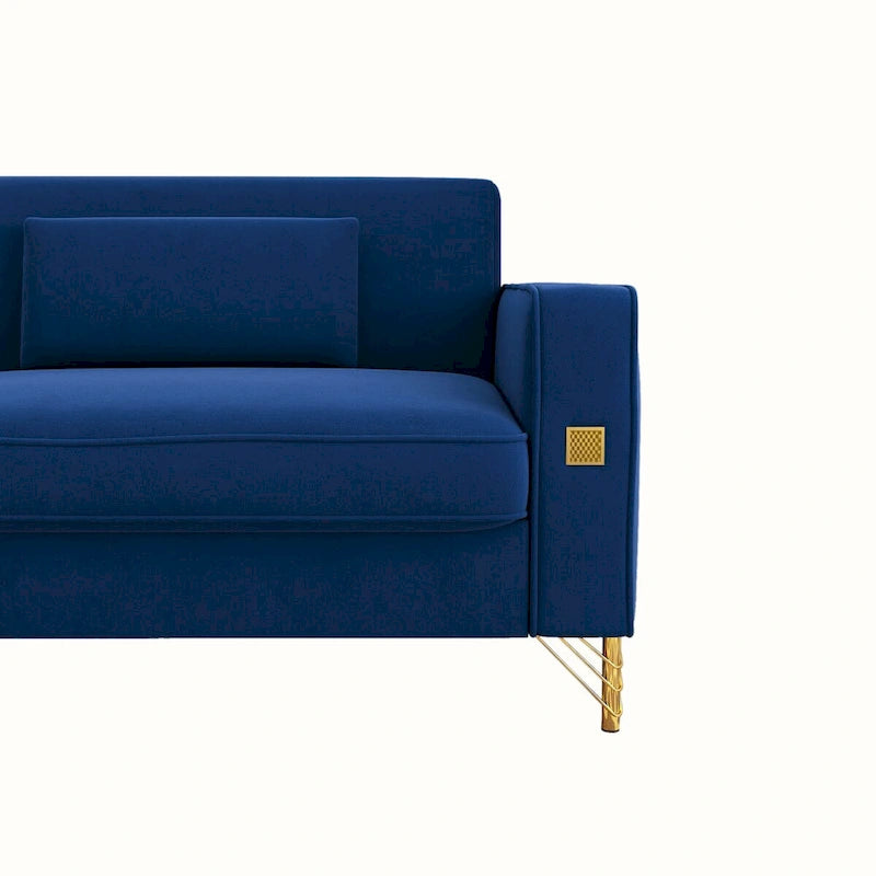 Canapé deux places moderne en velours capitonné avec coussins et oreillers amovibles - 85,63 po P x 30,31 po L x 30,51 po H