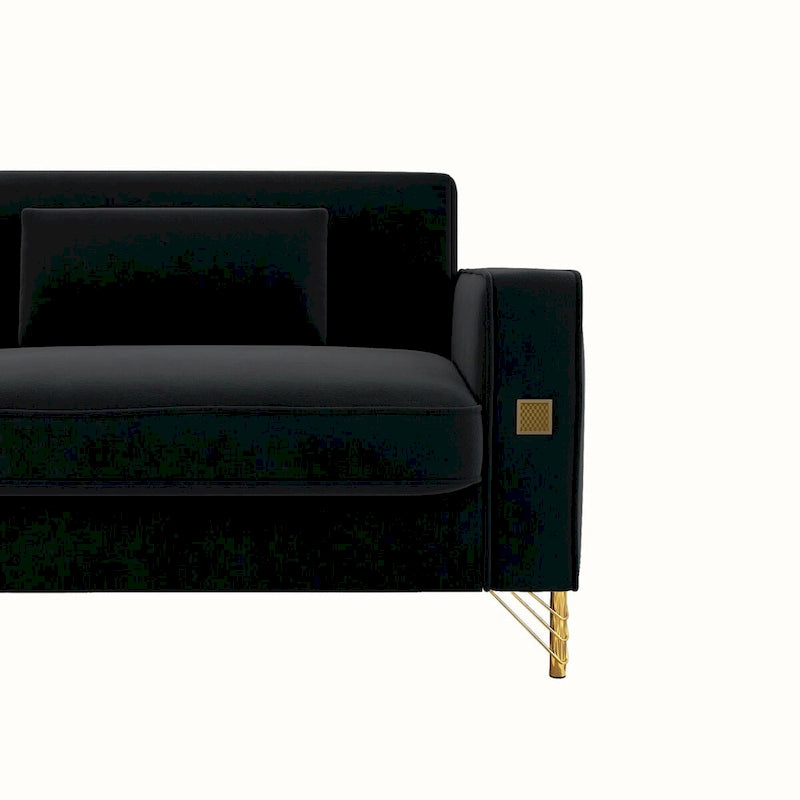 Canapé deux places moderne en velours capitonné avec coussins et oreillers amovibles - 85,63 po P x 30,31 po L x 30,51 po H