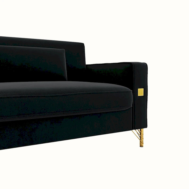 Canapé deux places moderne en velours capitonné avec coussins et oreillers amovibles - 85,63 po P x 30,31 po L x 30,51 po H