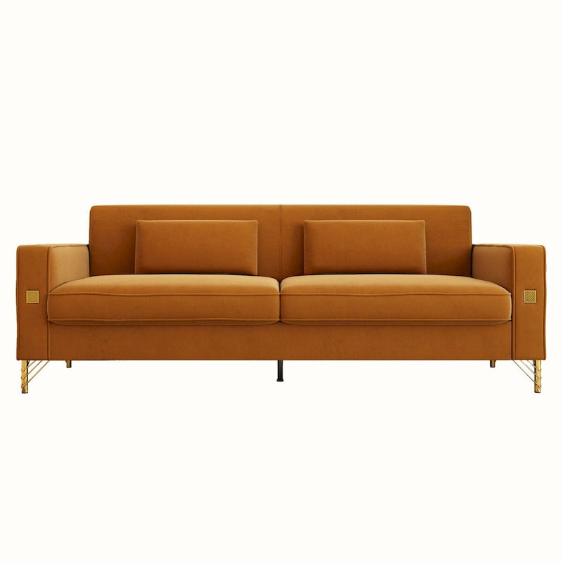 Canapé deux places moderne en velours capitonné avec coussins et oreillers amovibles - 85,63 po P x 30,31 po L x 30,51 po H