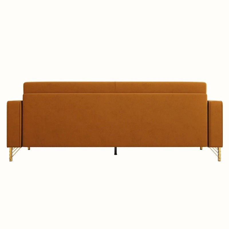 Canapé deux places moderne en velours capitonné avec coussins et oreillers amovibles - 85,63 po P x 30,31 po L x 30,51 po H