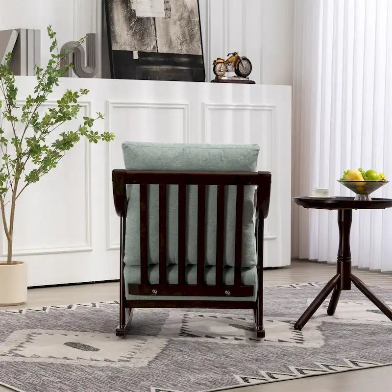 Fauteuil à bascule moderne en tissu tissé avec cadre en bois massif