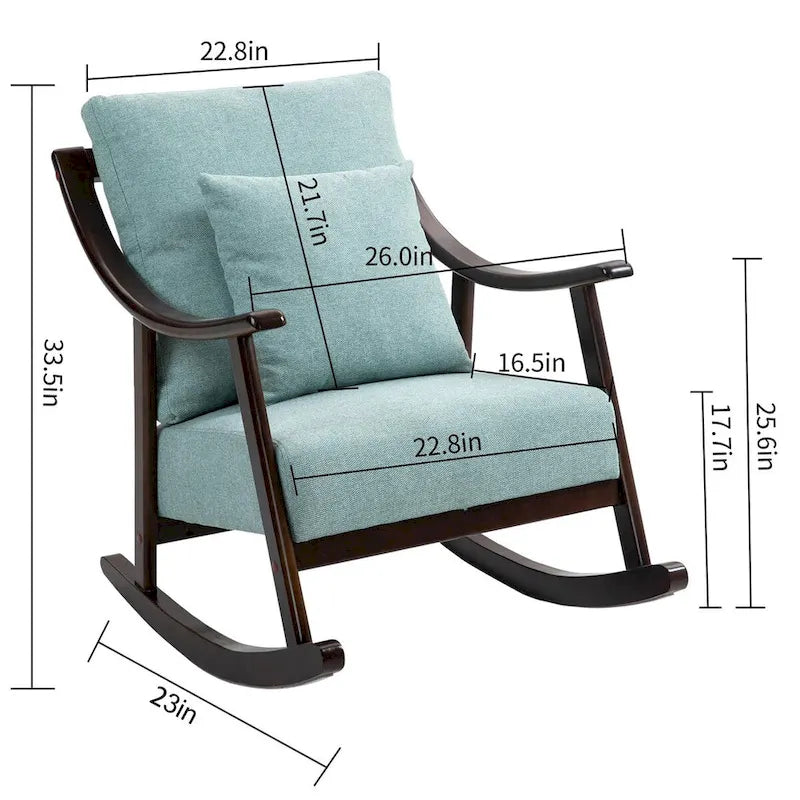Fauteuil à bascule moderne en tissu tissé avec cadre en bois massif