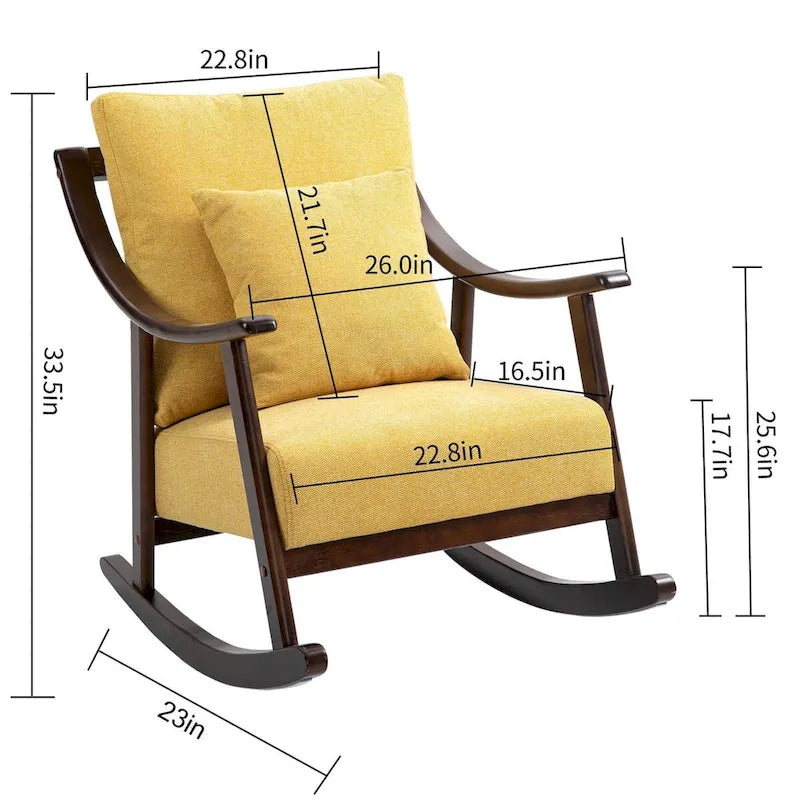 Fauteuil à bascule moderne en tissu tissé avec cadre en bois massif