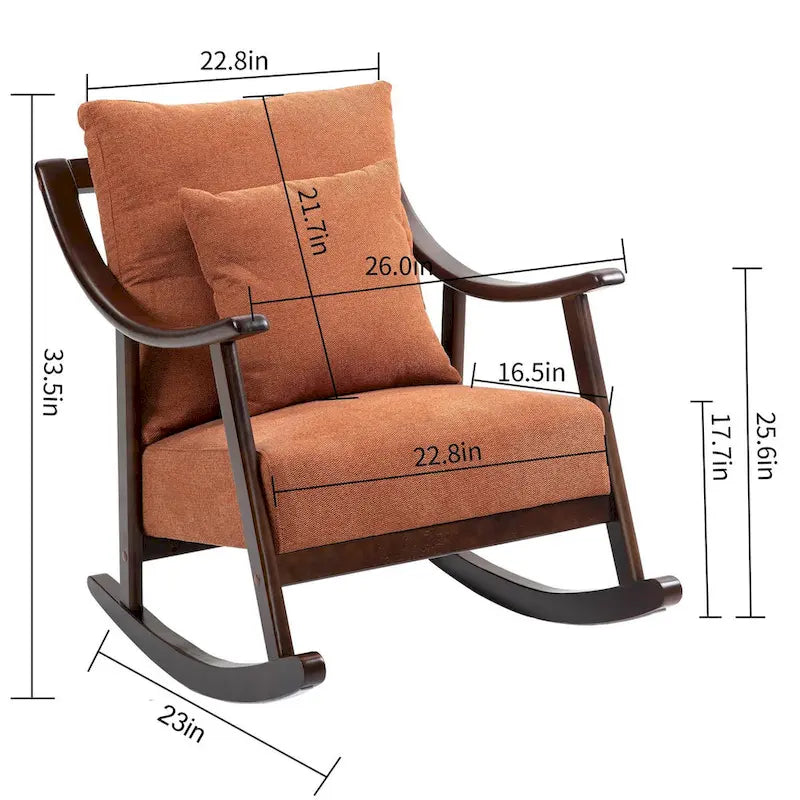 Fauteuil à bascule moderne en tissu tissé avec cadre en bois massif