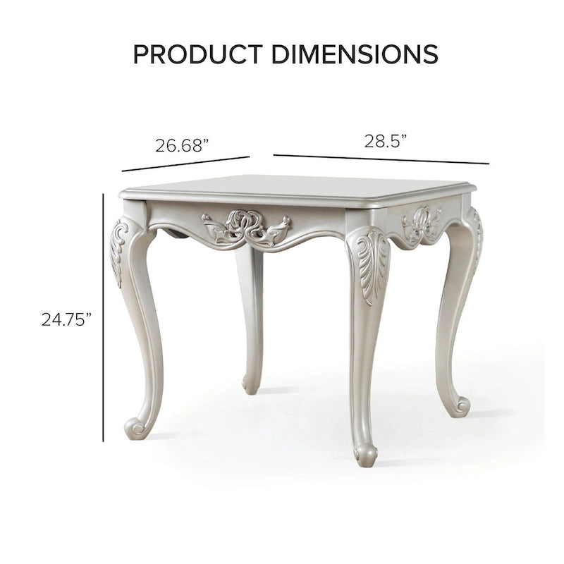 Table d'appoint traditionnelle en bois massif avec pieds galbés sculptés