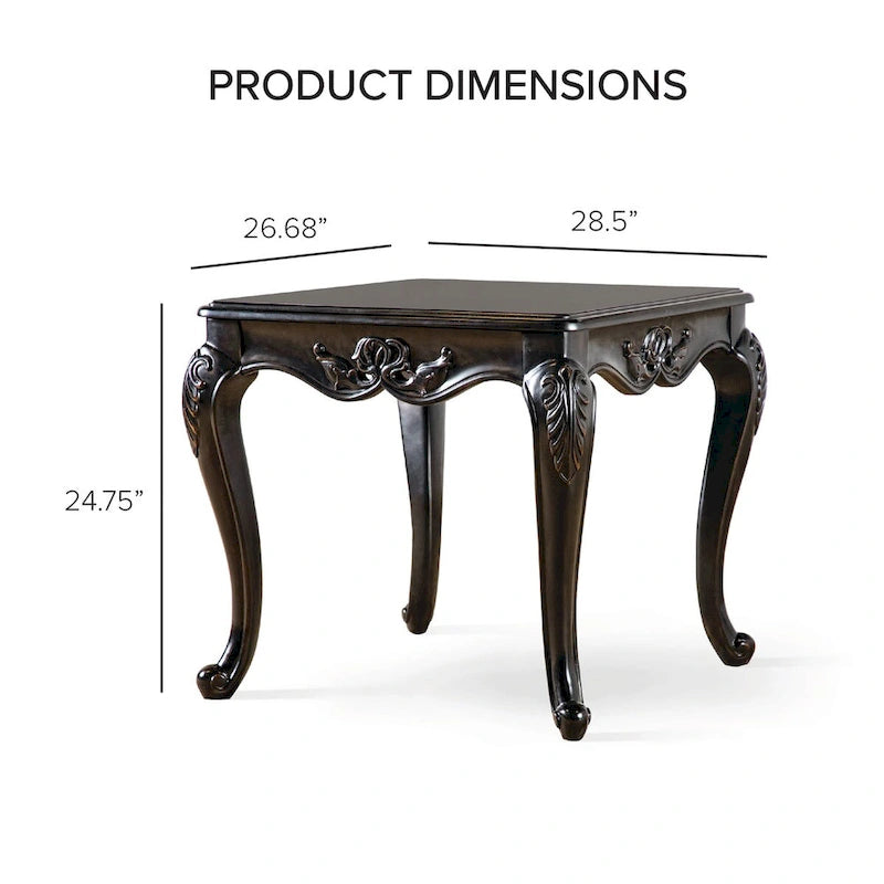 Table d'appoint traditionnelle en bois massif avec pieds galbés sculptés