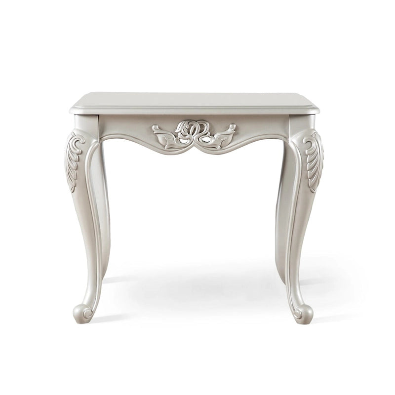 Table d'appoint traditionnelle en bois massif avec pieds galbés sculptés